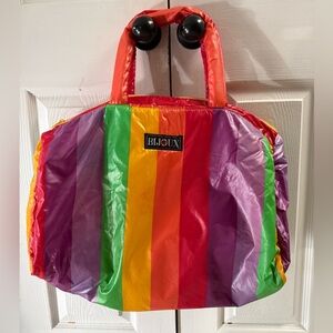 Vintage 80s Bijoux Rainbow Striped Duffel Bag
